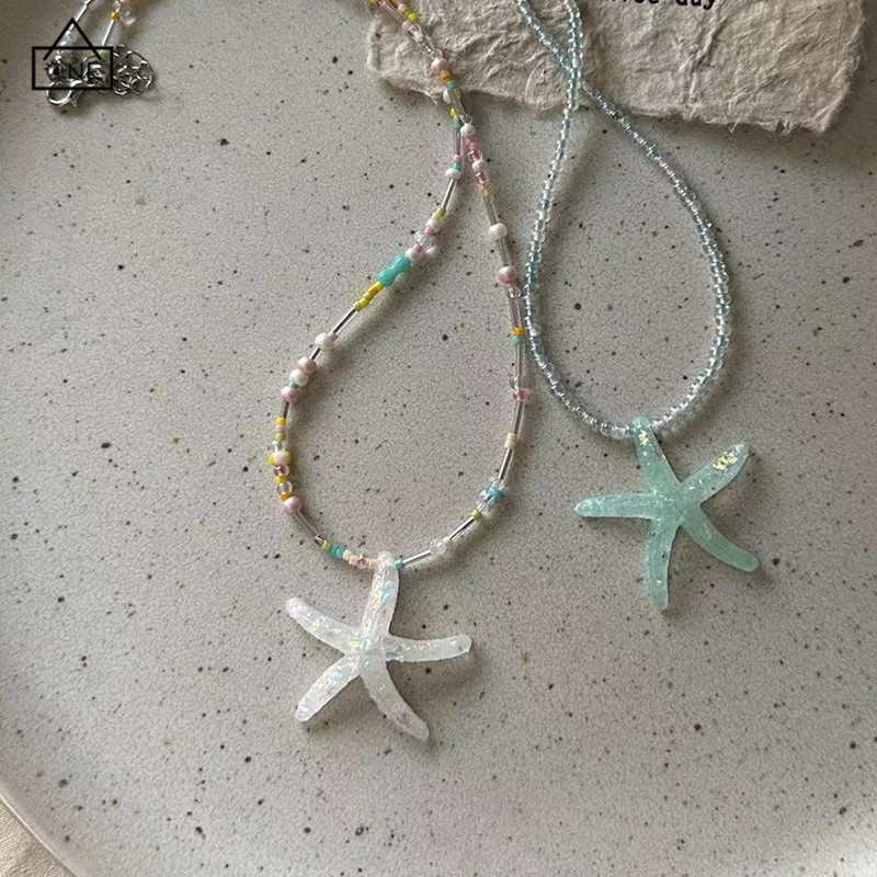 COD ️สร้อยคอโดพามีนสด ลูกปัดรูปดาวหลากสี โซ่กระดูกไหปลาร้า สไตล์หวาน ...