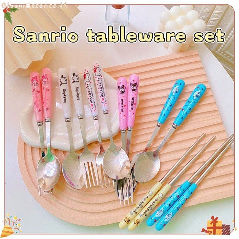 【COD】 SANRIO 2/3 ชิ้น ชุดช้อน ตะเกียบ ส้อม Sanrio สแตนเลส อุปกรณ์ครัว ...