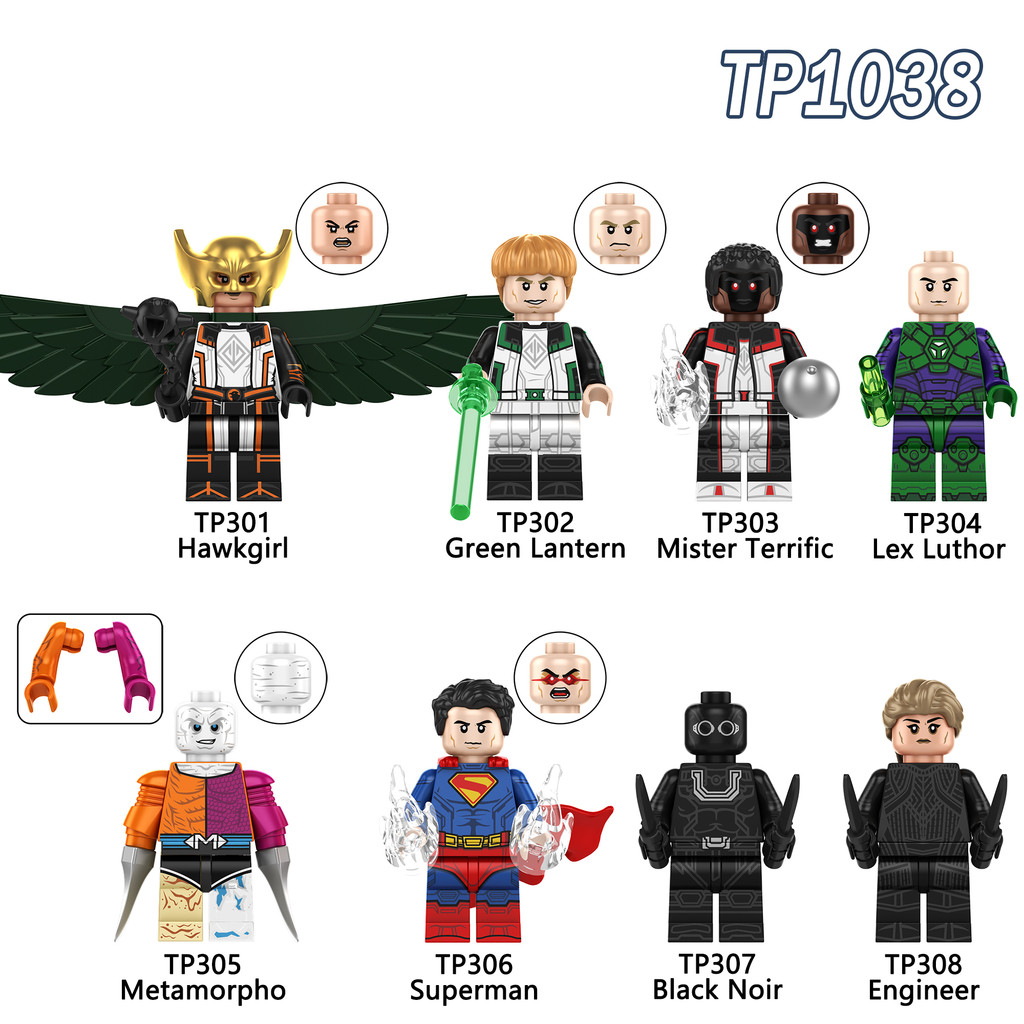 Superman Building Blocks วิศวกร Hawkgirl สีเขียวโคมไฟตัวเลขของเล่น ...