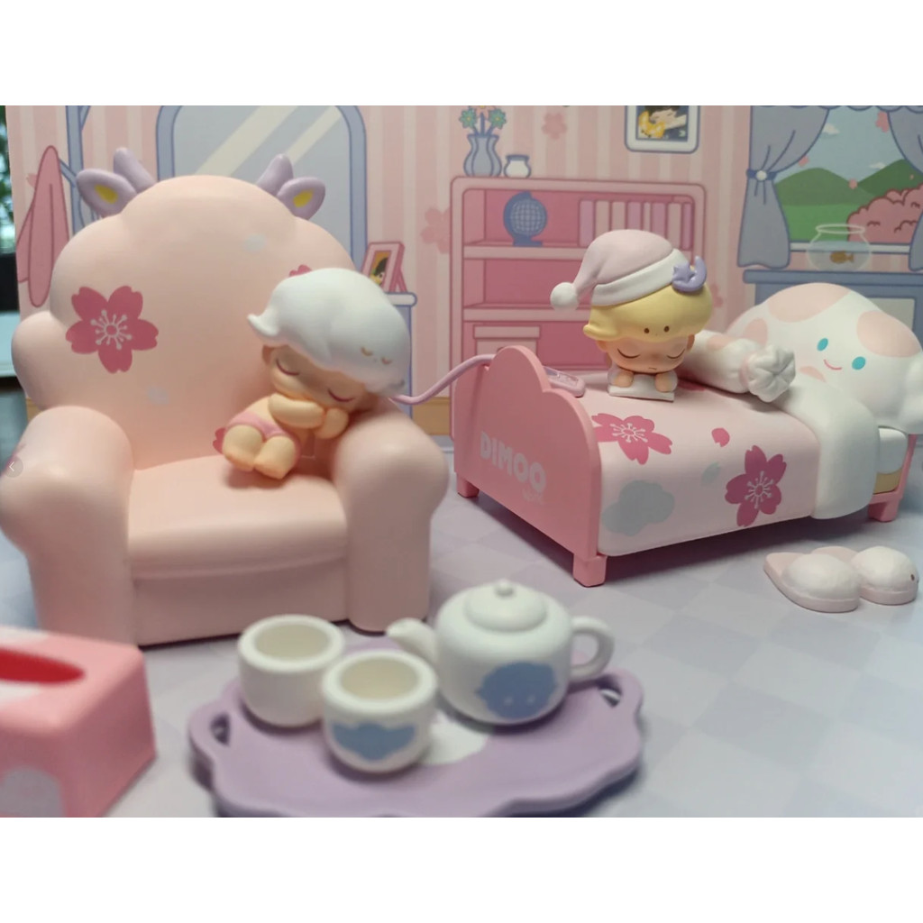POP MART POP MART dimoo Home Cherry Blossom ของเล่นเครื่องประดับลิฟท์ ...