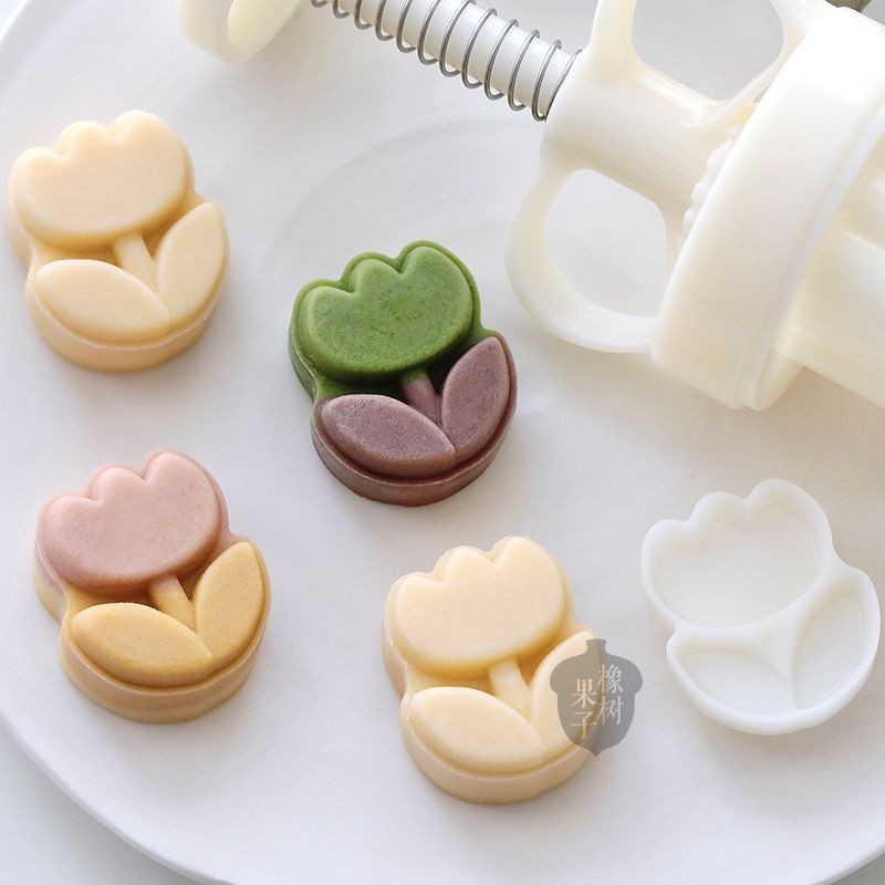 Mini Tulip Mung Bean แม่พิมพ์เค้กขนาดเล็กสดสามมิติดอกไม้กลางฤดูใบไม้ ...