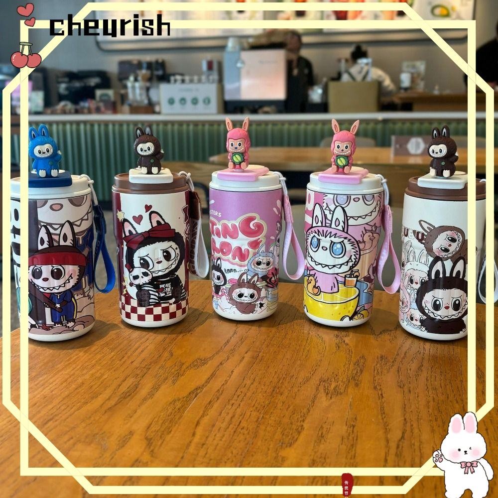 ถ้วยกาแฟ CHEURISH Labubu, แก้วสูญญากาศสแตนเลส POP MART, เชือกเส้นเล็ก ...