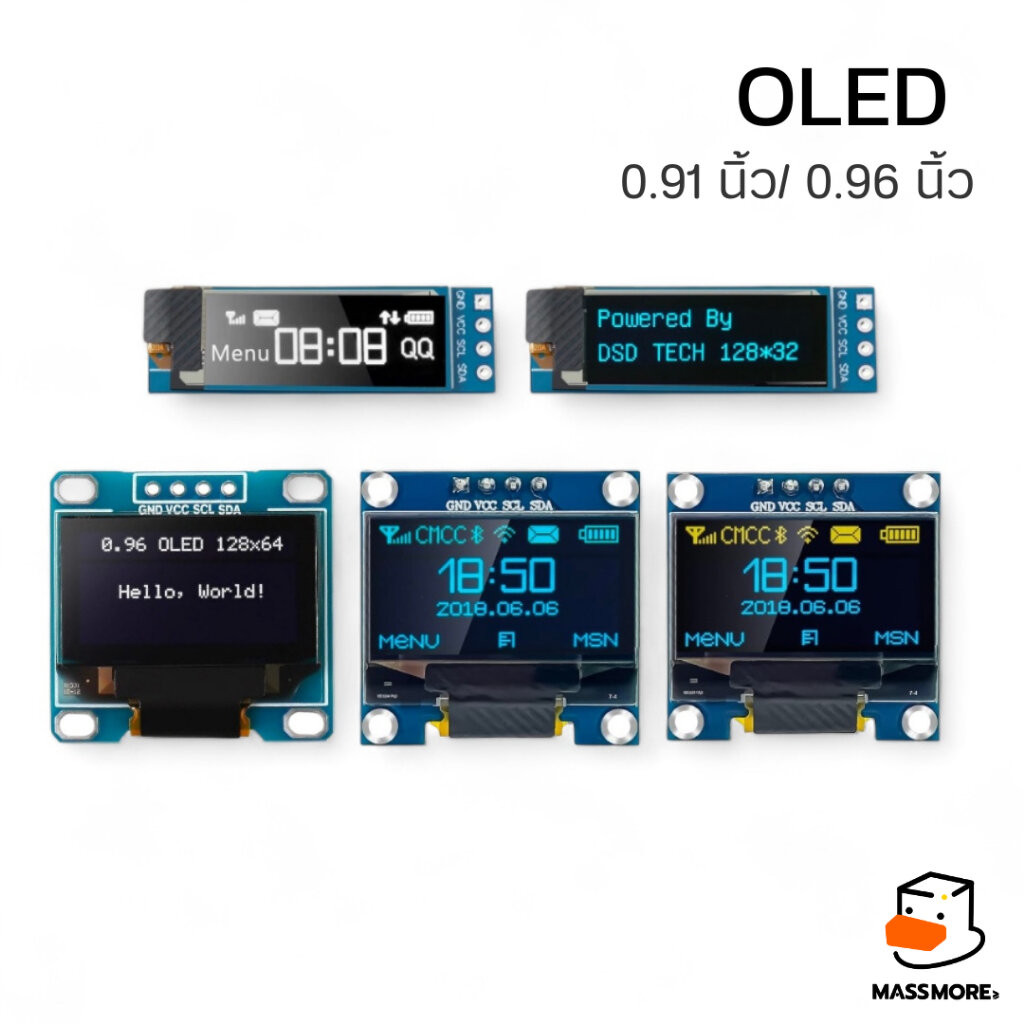โมดูลหน้าจอ OLED ขนาด 0.91 0.96 นิ้ว I2C Display Module Driver SSD1306 ...