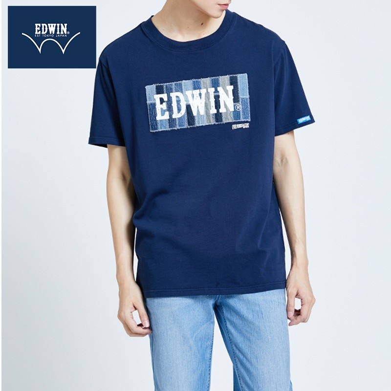ขายร้อน EDWN พิมพ์ตัวอักษรเรียบง่าย T เรียบง่ายและหลวมรอบคอผ้าฝ้ายแท้ ...