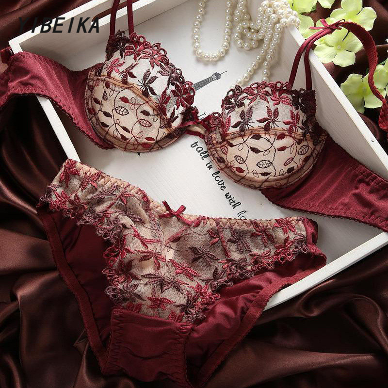 ขนาดใหญ่ ABCD Cup Bra Ultra-Thin Ladies เซ็กซี่ Push-Up Bra Set ...