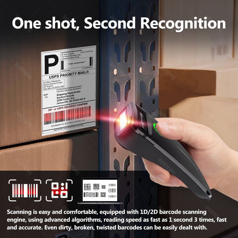 2D Mini Barcode Scanner สาย USB บลูทูธ 2.4G ไร้สาย 1D 2D เครื่อง ...