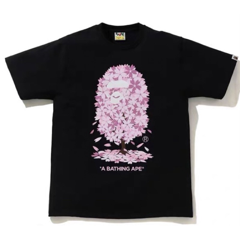 A BATHING APE KEMEJA Bape A อาบน้ํา ape SAKURA ญี่ปุ่น Unisex T เสื้อ ...