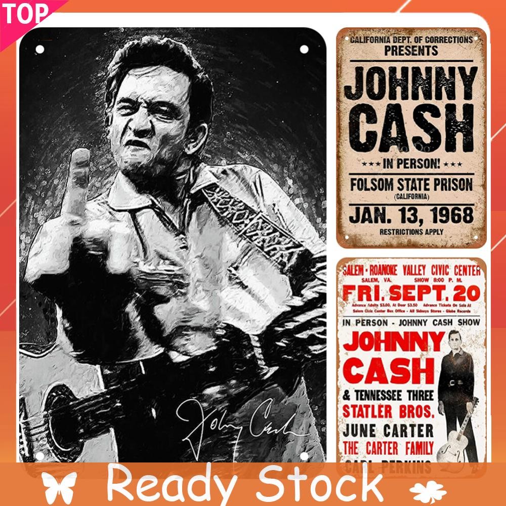 3 ชิ้น Johnny Cash Musician Vintage แผ่นโลหะสี่เหลี่ยมภาพวาดเหล็ก 20x30 ...