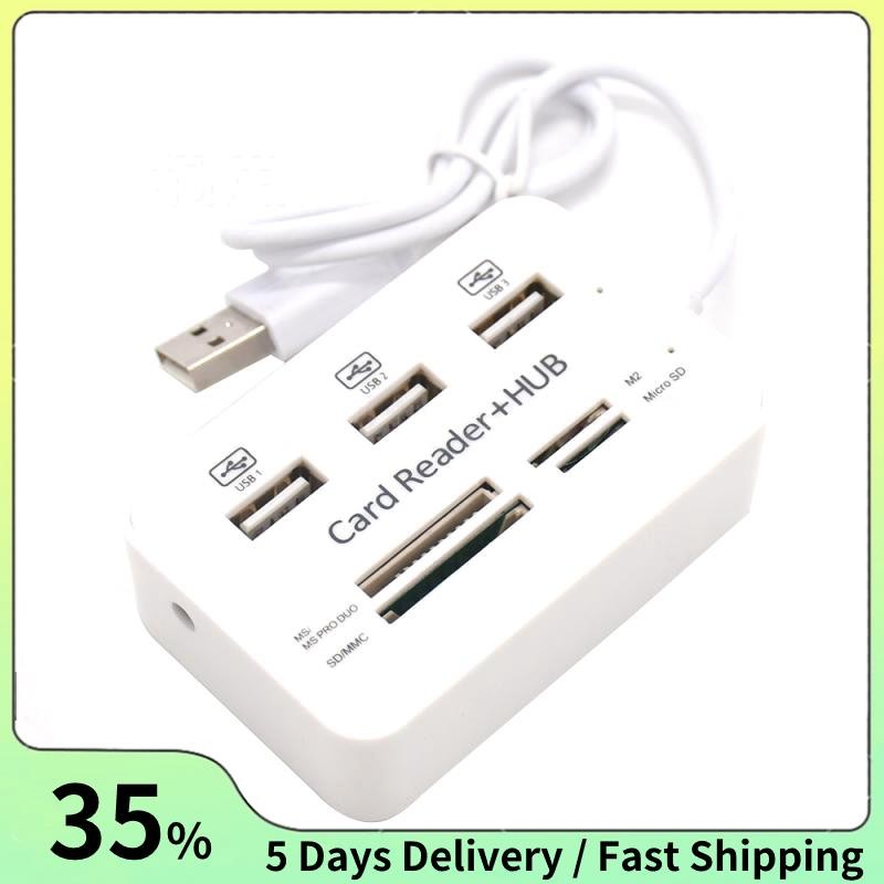 1 ชิ้น 3 พอร์ต USB HUB 2.0 Splitter Combo Card Reader 7 in 1 แบบพกพา ...