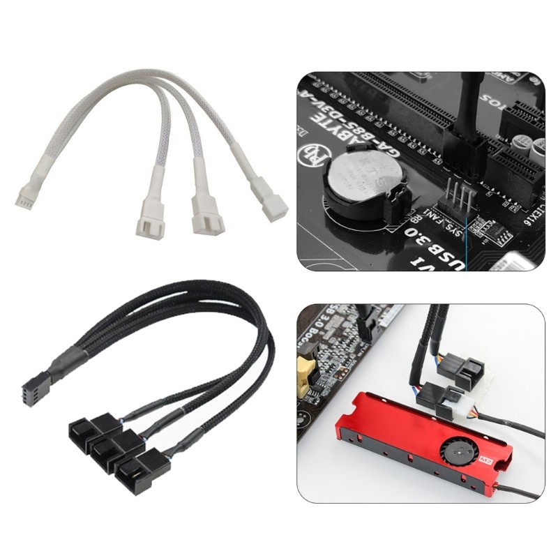 SPT* 4Pin 3 Way Splitter Cable Signal Control อัพเกรด PC Cooling System ...
