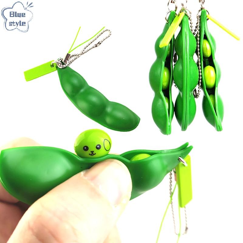 Bluestyle 3 ชิ้น Peapod Fidget ของเล่นบีบถั่ว Edamame Pea พวงกุญแจพวง ...