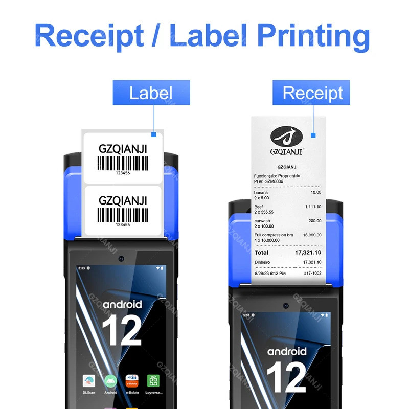 ระบบ POS PDA Android 12 พร้อมเครื่องพิมพ์ฉลากและสติ๊กเกอร์ใบเสร็จความ ...