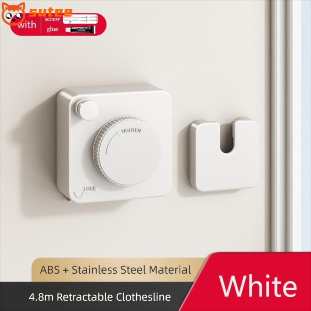 SUTEE Retracting Clothes Drying Line, 4.8m Wall Mounted Clothesline ...
