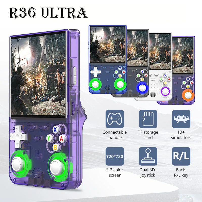 R36 Ultra Retro คอนโซลวิดีโอเกมมือถือ 64G/128G 20000 + Linux ระบบ 4.0 ...