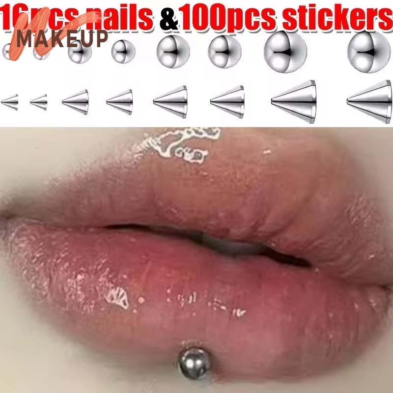 [MAKEUP]เจาะปลอมเหล็กศักดิ์สิทธิ์ | 3-6 มม. Sharp/Swarf Lip/Nose Studs ...