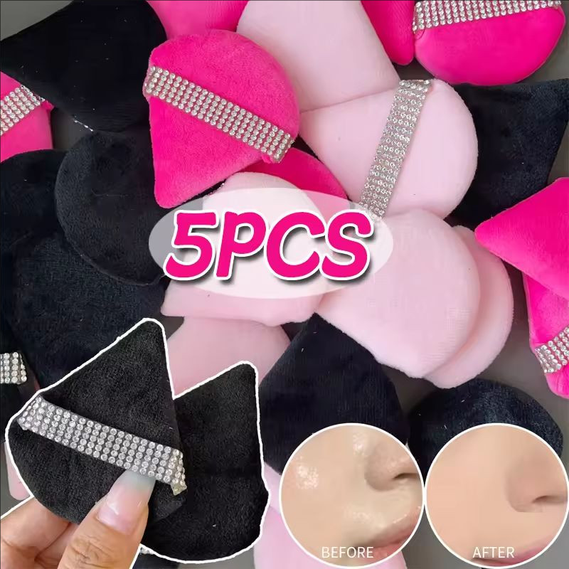 Flocked Triangle Sponge - 2/3/5 ชิ้น Remover พัฟล้างเครื่องสําอาง ...