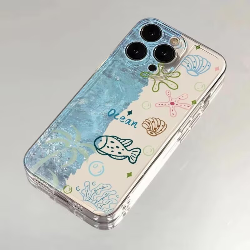 การ์ตูน Blue Ocean Shell ปลาพิมพ์สําหรับ Mi Poco X6 X7 X3 X5 F5 M6 F6 ...