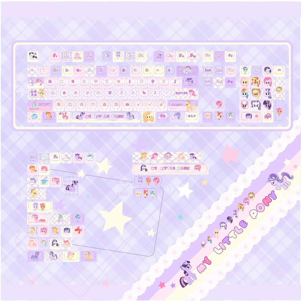 My Little Pony Keycap 128 คีย์ MOA โปรไฟล์ PBT Dye Sublimation ...