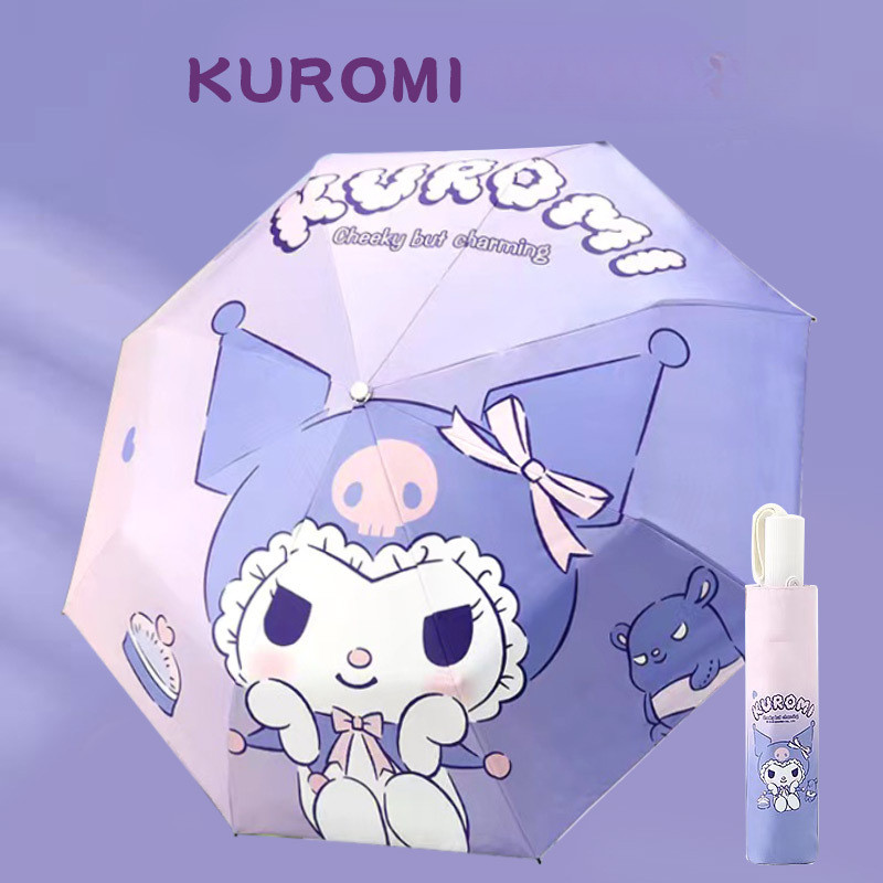 Kuromi เด็กอัตโนมัติร่มไวนิลบังแดดการ์ตูน Rain หรือ Rain Dual-use Tri ...