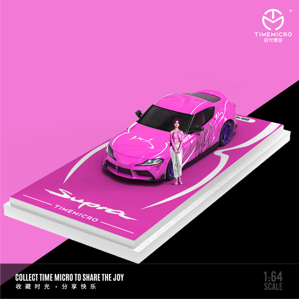 Time Micro-TM 1/64 Toyota Supra A90 Pink Girl โมเดลรถ รถของเล่น
