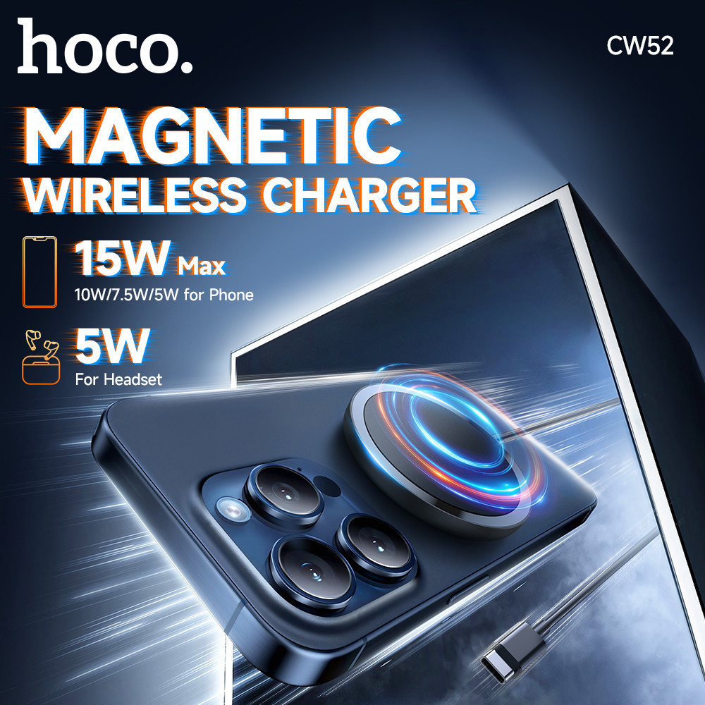 Hoco CW52 แท่นชาร์จไร้สาย Qi Wireless 2in1 รองรับ iOS สำหรับ Phone ...