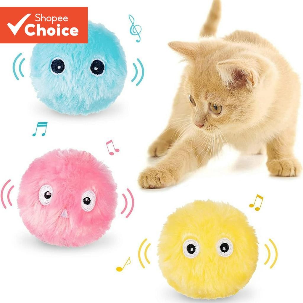 Fluffy Plush Chirping Cat Ball Interactive Toy
