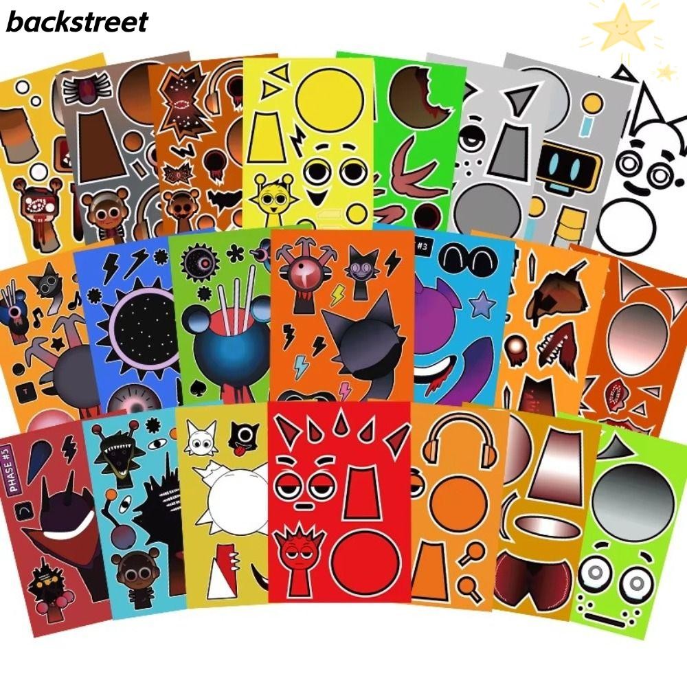 BACKSTAGE Incredibox Sprunki สติกเกอร์,ที่ถอดออกได้ DIY การ์ตูนเพลงเกม ...