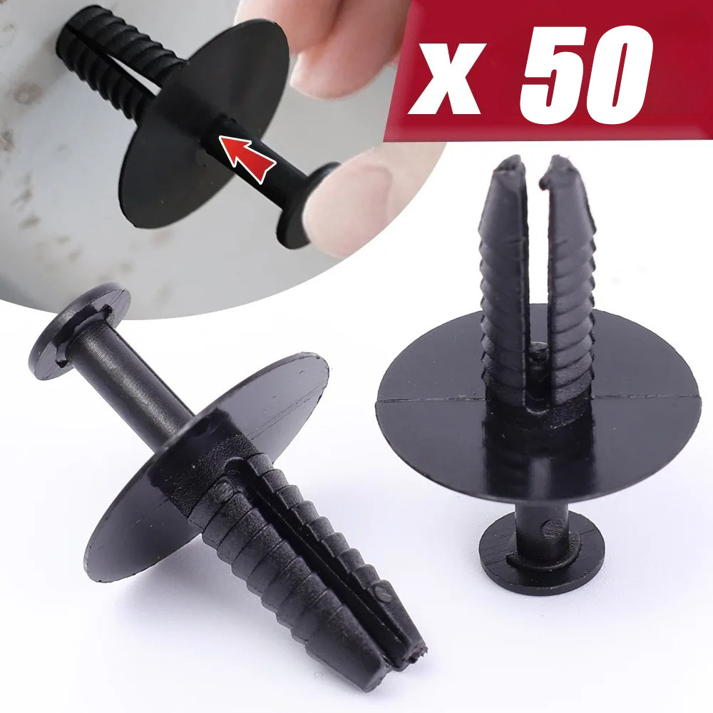 10/30/50Sets POM Black Rivet Clips - Replacement Bumper Push-In Buckle ...