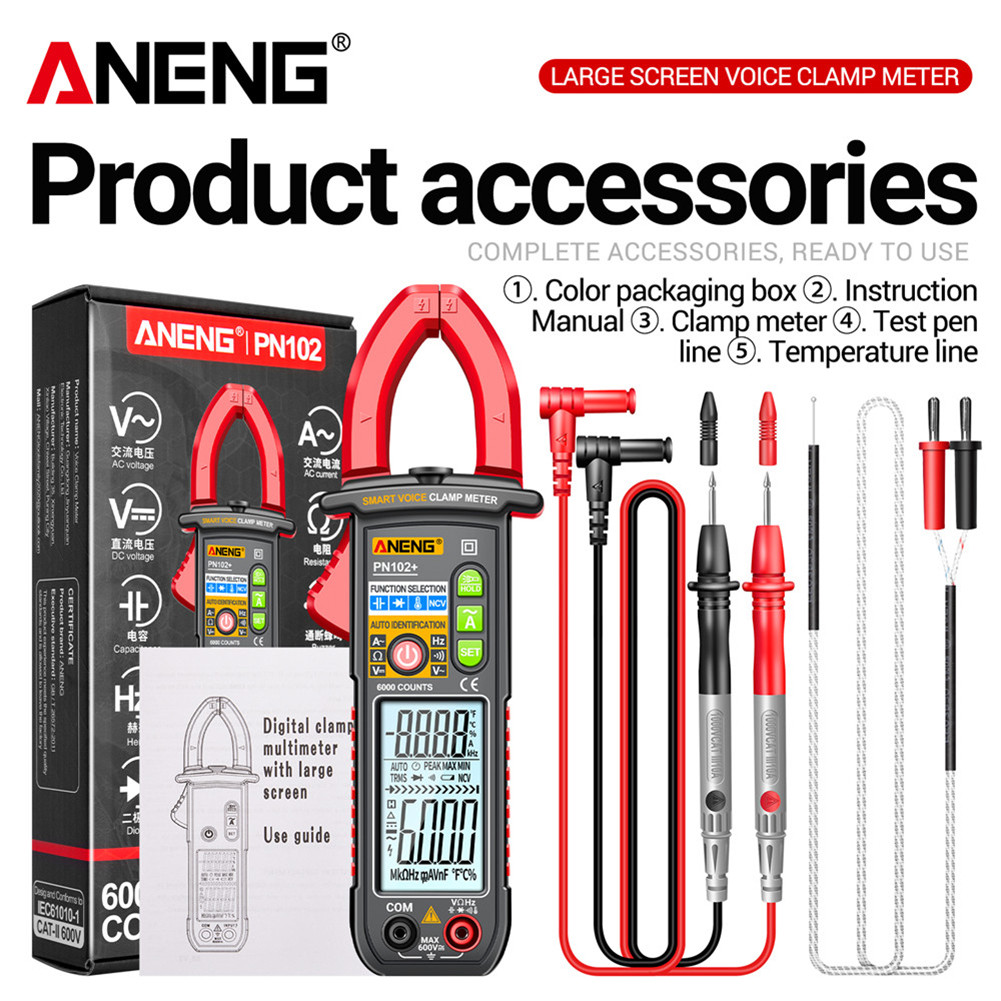 🔥Hot🔥 ANENG PN102+ มัลติมิเตอร์ทดสอบพลังงาน 600A กระแสไฟสูง หม้อแปลงแค ...