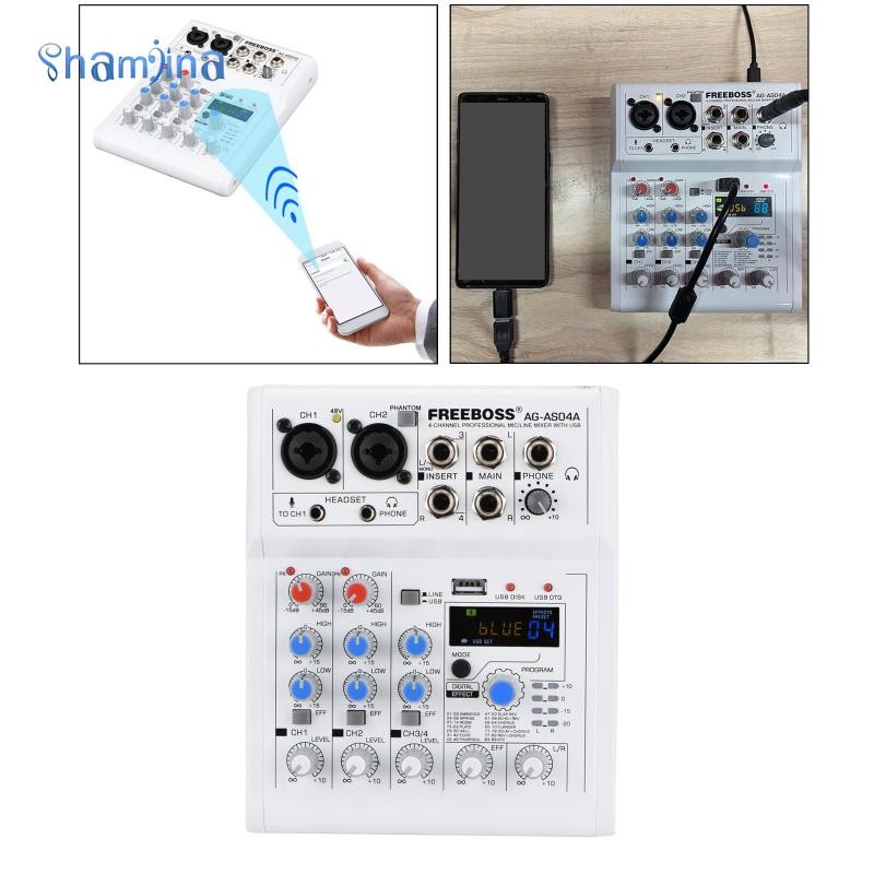 [Shamjina] สตรีมมิ่งสด 4CH DC-5V เครื่องผสมเสียงบลูทูธผสมโทรศัพท์มือถือ ...