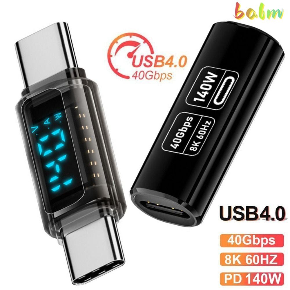 BALM อะแดปเตอร์ USB 4 Type-C,จอแสดงผลดิจิตอล PD 140W Power Meter Tester ...