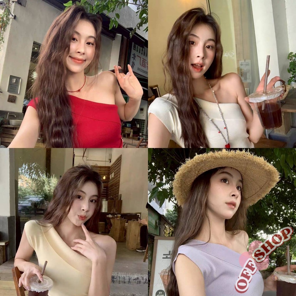 OFF SHOP 🥻ใหม่ 2025 เสื้อกล้ามไหมพรม ดีเทลสายข้างเดี่ยวผ้าร่อง สีสดใส การออกแบบแฟชั่น' Z-BK07