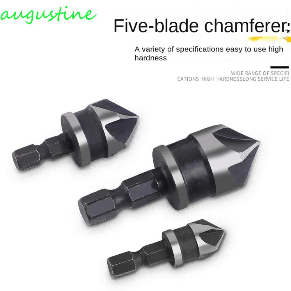 AUGUSTINE 3 ชิ้น/1เซ็ต Chamfer Counter Sink, 12/16/19 มม.สีดํา ...