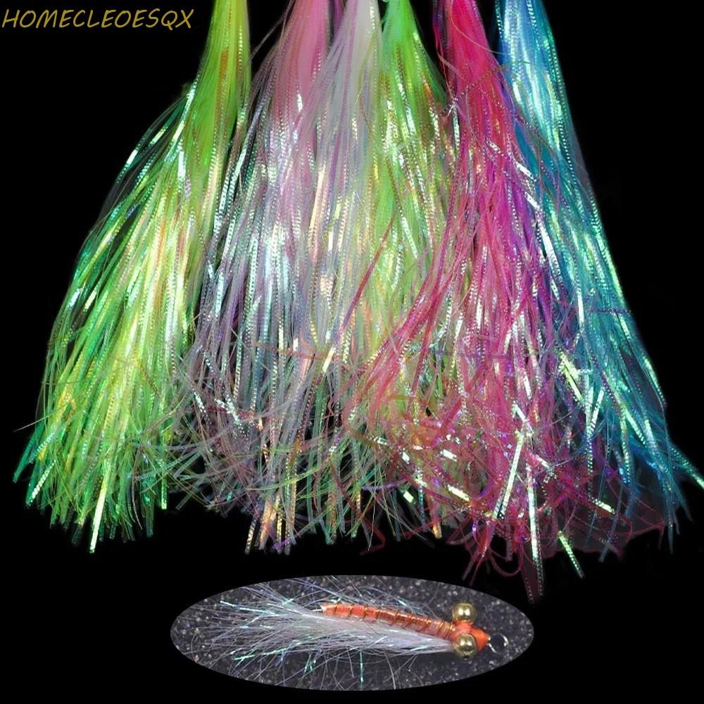 HOMECLEEOESQX แฟลชลูกฟูก Strands, 1 มม. กว้าง Fly Fishing Tying Flash ...