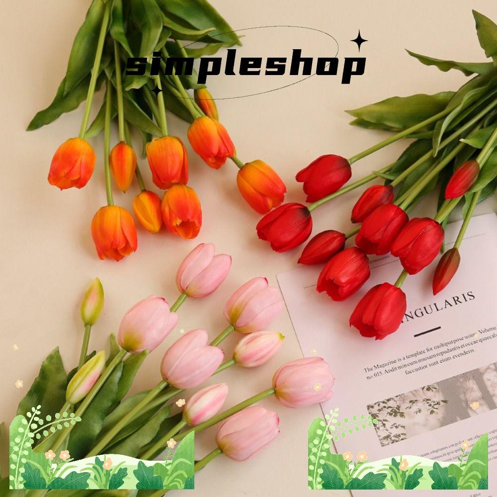 SIMPLESHOP ช่อดอกไม้ทิวลิป สัมผัสจริง 5 หัว ดอกไม้ปลอม, ซิลิโคนตกแต่ง ...