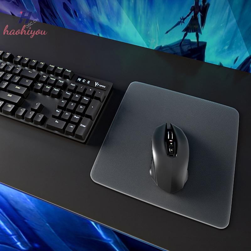 <haohiyou> กระจกใส Gaming Optical Mouse Pad E-Sport FPS Gamer อุปกรณ์เสริมแผ่นรองเม้าส์ Mousepad สําหรับแล็ปท็อป PC คอมพิวเตอร์