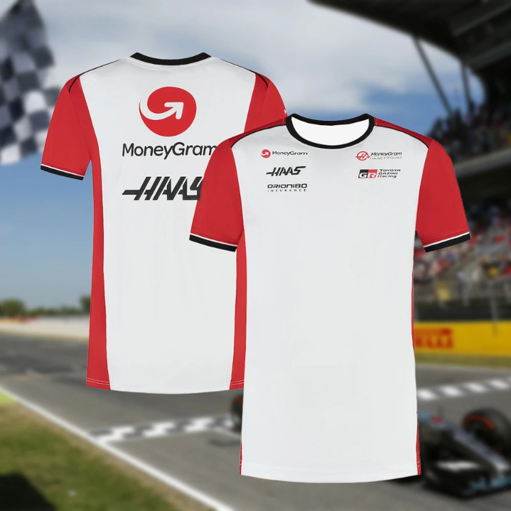 เสื้อยืดผู้ชายทีม Haas Moneygram Racing ปี 2025 แห้งเร็วและระบายเหงื่อ ...