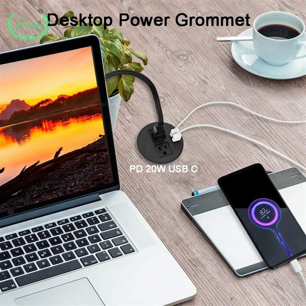 Power Grommet พร้อม USB สําหรับเดสก์ท็อปเดสก์ท็อป Power Data Outlet 2 ...