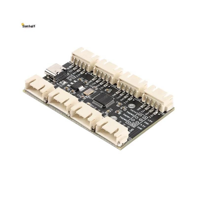 โมดูลพอร์ตอนุกรม TTL USB เป็น 8-Way CH348 บอร์ดขยาย UART หลายช่อง TypeC ...