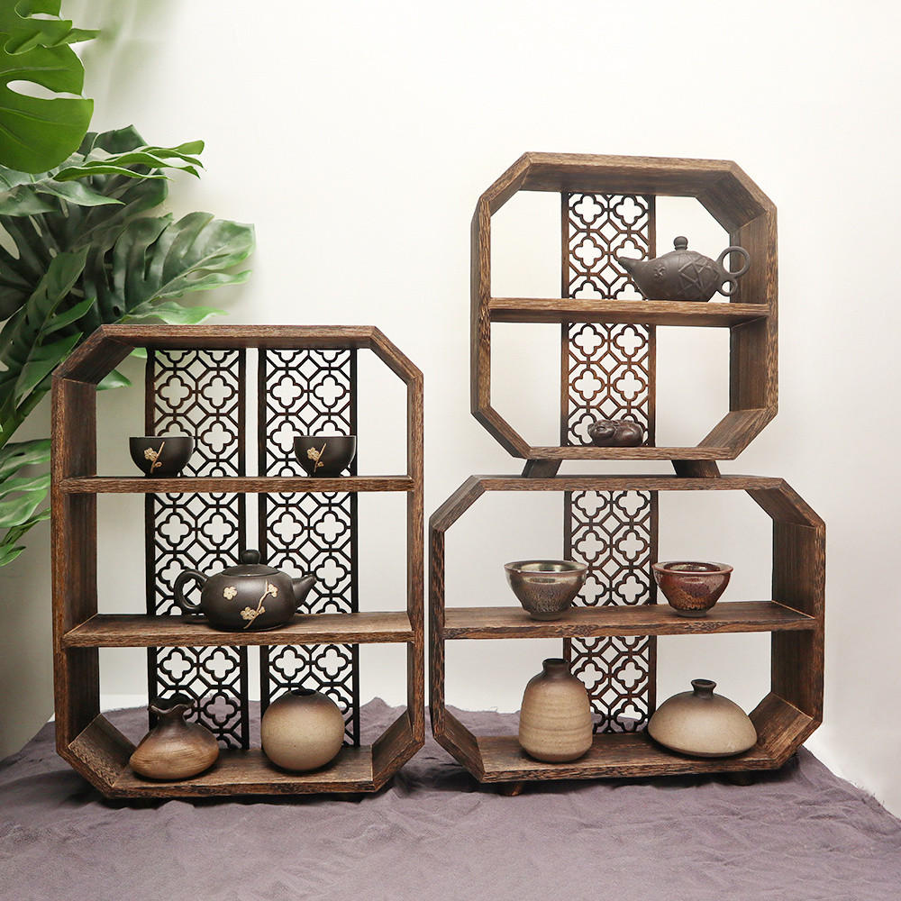 ใหม่จีน Retro Desktop Bogu Rack ชั้นวางกาน้ําชาขนาดเล็ก Duobaoge Rack ...