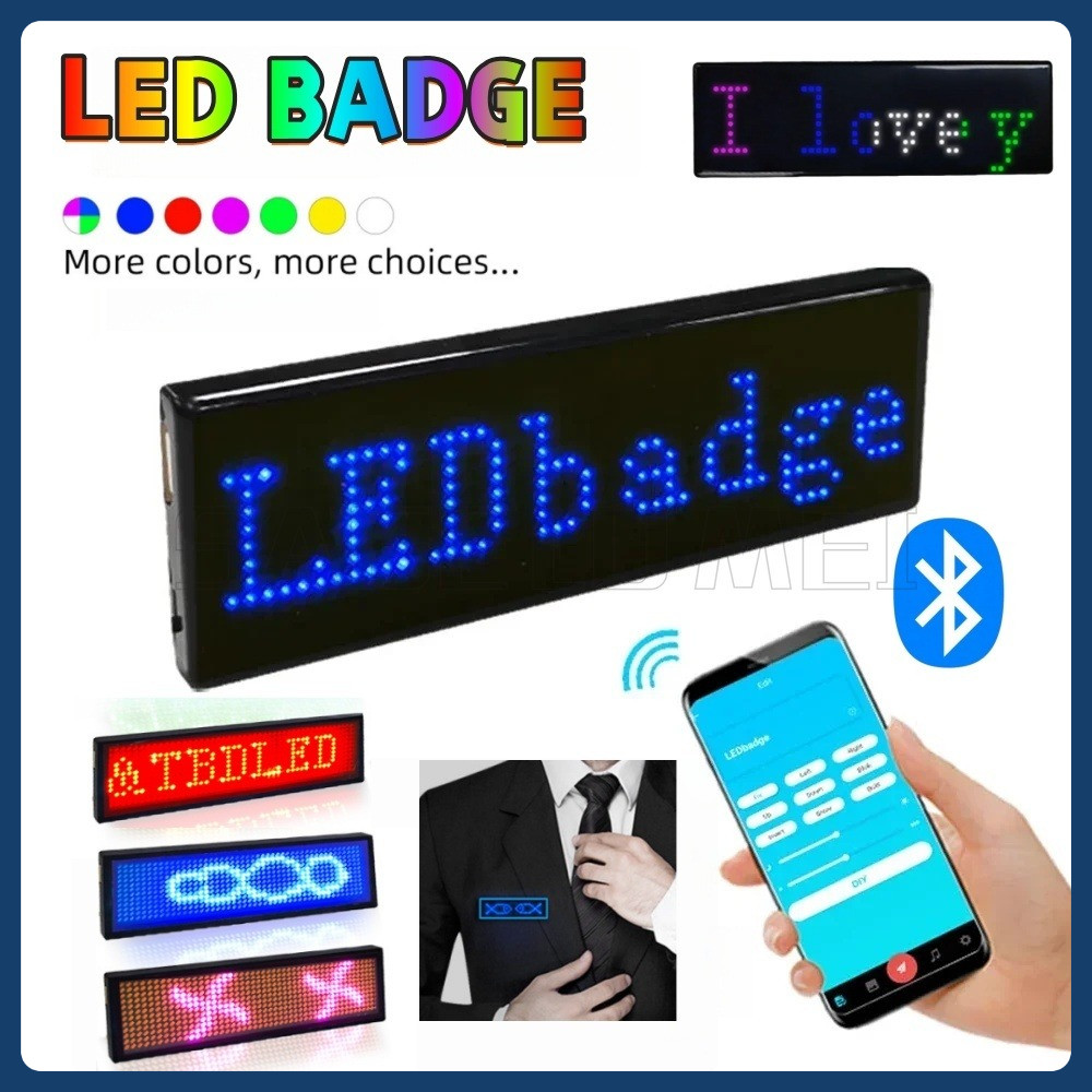 LED DIY โปรแกรม Digital Badge Multilingual LED USB ชาร์จ HD ข้อความชื่อ ...