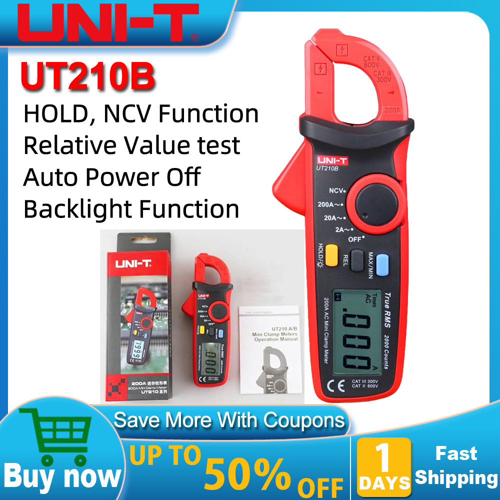 UNI-T UT210B True RMS 200A AC Mini Clamp เมตรแอมป์มิเตอร์ NCV Test ...