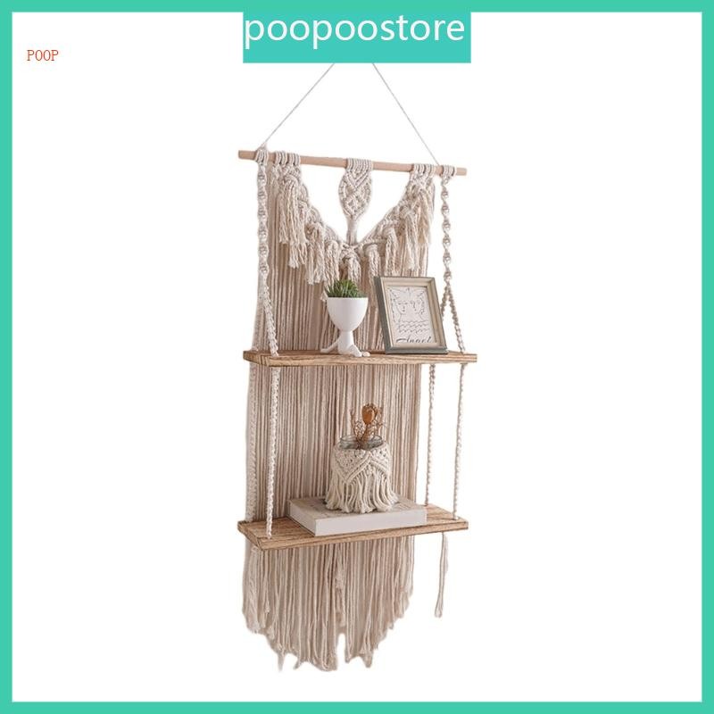 POOP ชั้นวางของติดผนังอเนกประสงค์ Organizer ทอมือ Fringe Tapestry Rack ...
