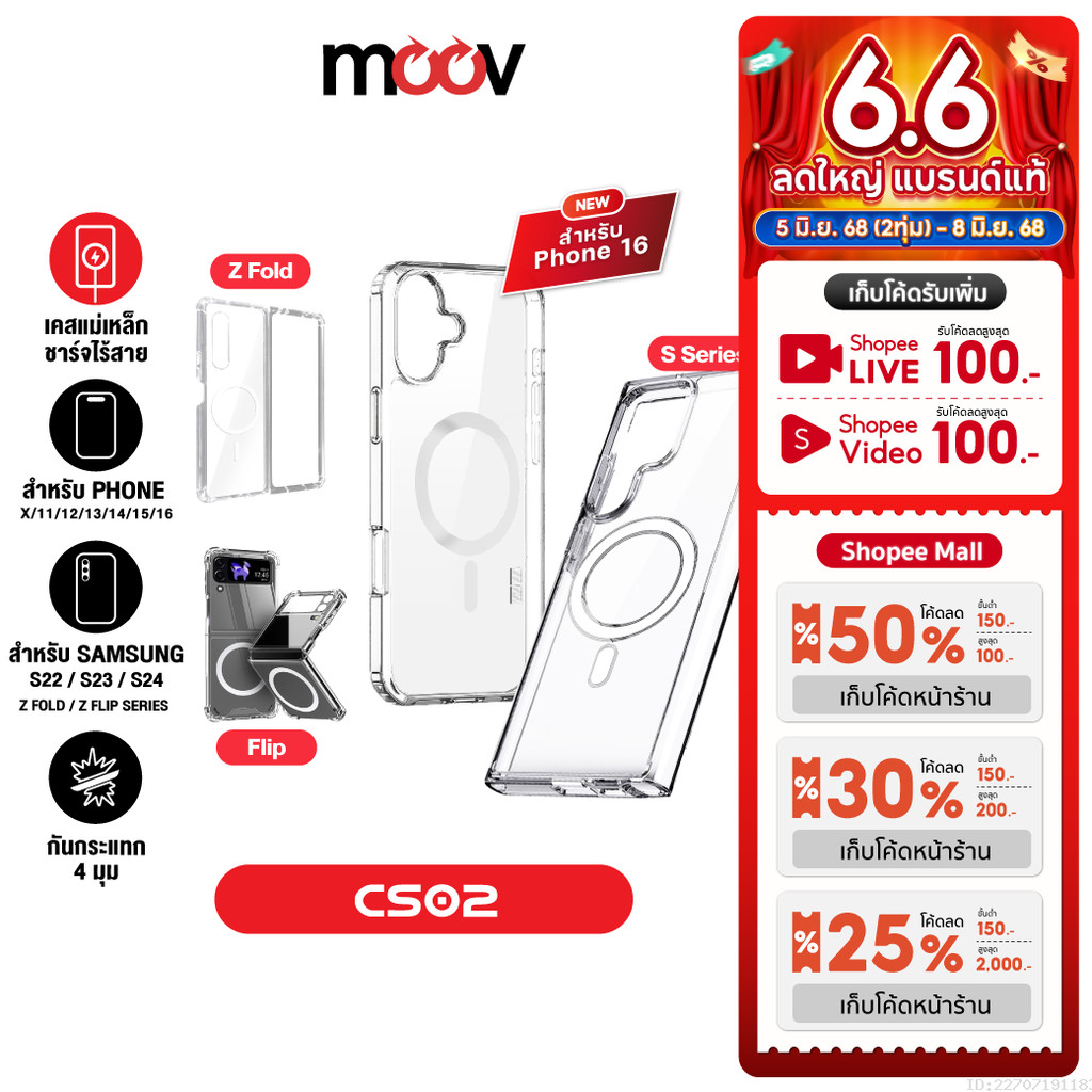 [59บ. ลดแรง] Moov CS02 Magnetic Case Samsung S22 S23 S24 S25 Phone 12 ...