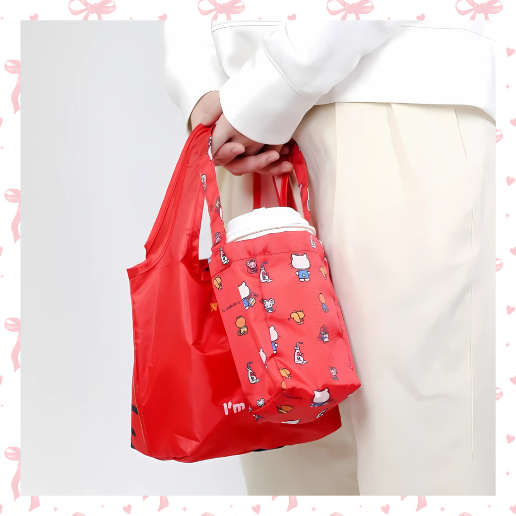 🛍️สุดแสนจะติดแกรม กระเป๋า shopping bag+ถุงใส่แก้ว Kitty งานแท้ กระเป๋า ...