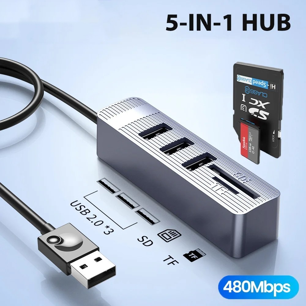 Twitch 5 in 1 Card Reader Hub SD TFMulti USB Splitter Adapter ชาร์จ ...