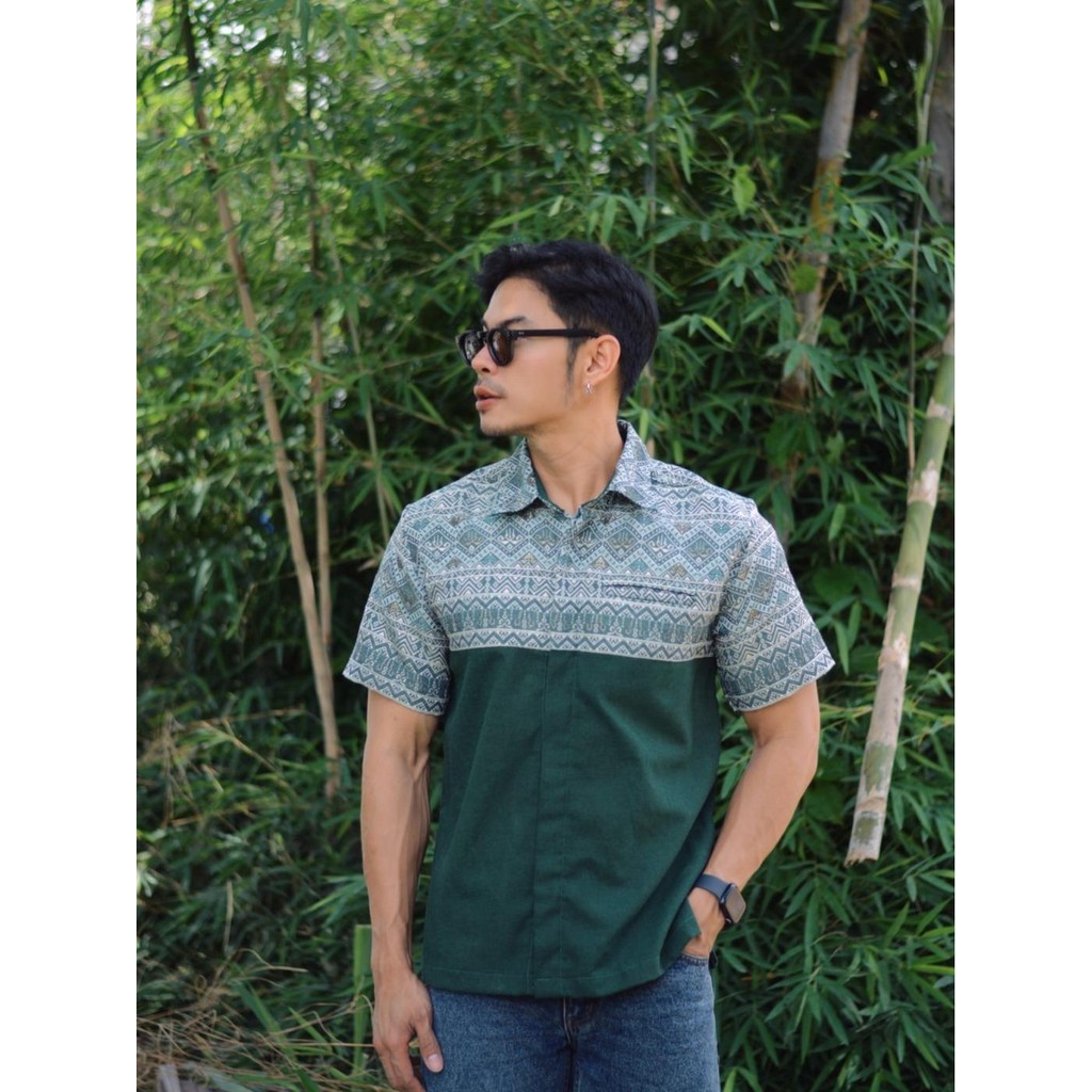เสื้อผ้าแฟชั่น ผ้าฝ้ายฟอกนุ่มผ้าทอลายเขียวหงส์คู่ no.41เขียวหงส์คู่สั้น