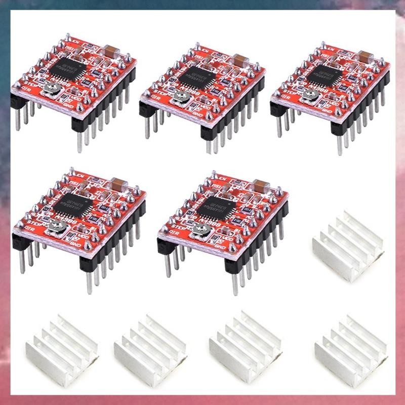 5 ชิ้น A4988 Stepstick Stepper Motor Driver โมดูลความร้อนสําหรับ 3D ...