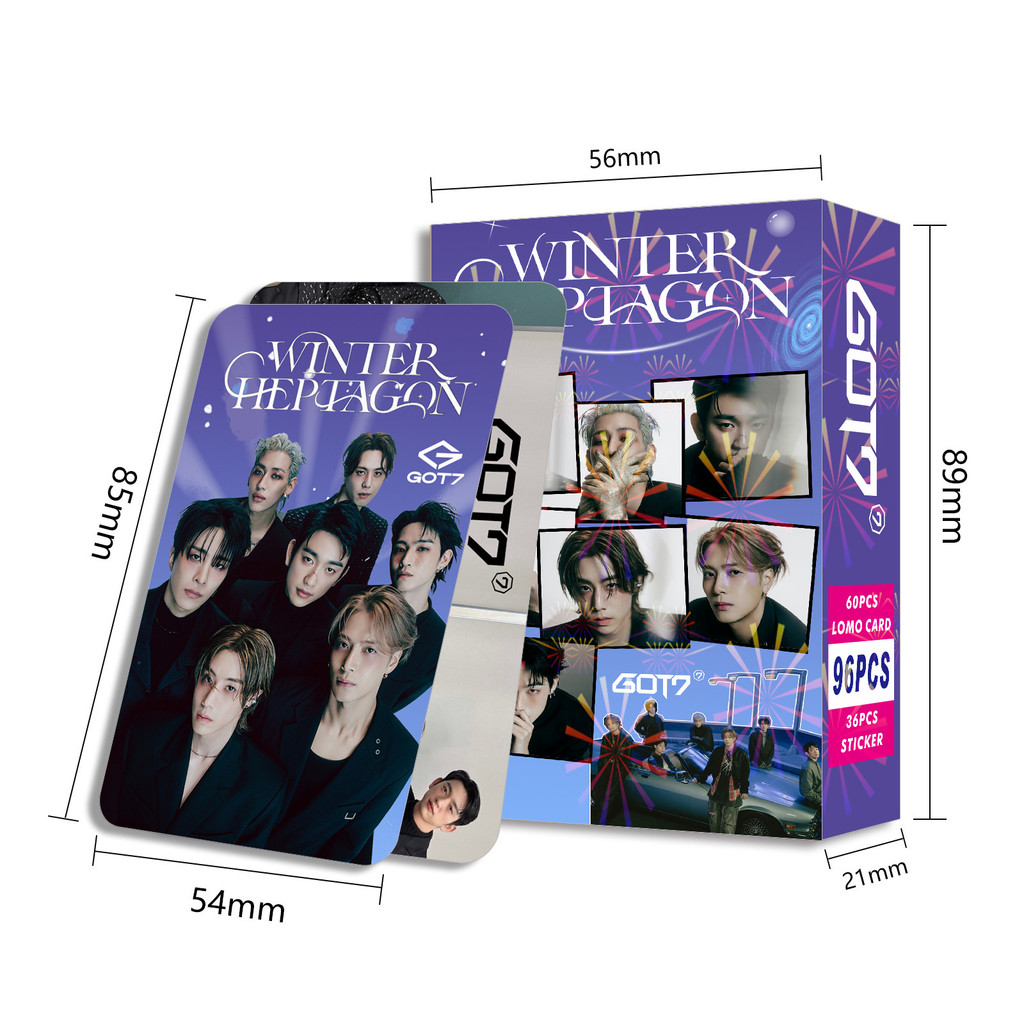 30-124pcs GOT7 WINTER HEPTAGON โฮโลแกรมเลเซอร์การ์ด Lomo Jackson Wang ...