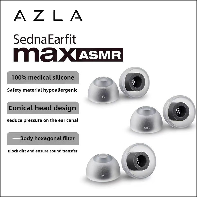 1 คู่ AZLA Max ASMR Eartips ซิลิโคน Eartips สําหรับหูฟังไร้สายหูฟัง ...